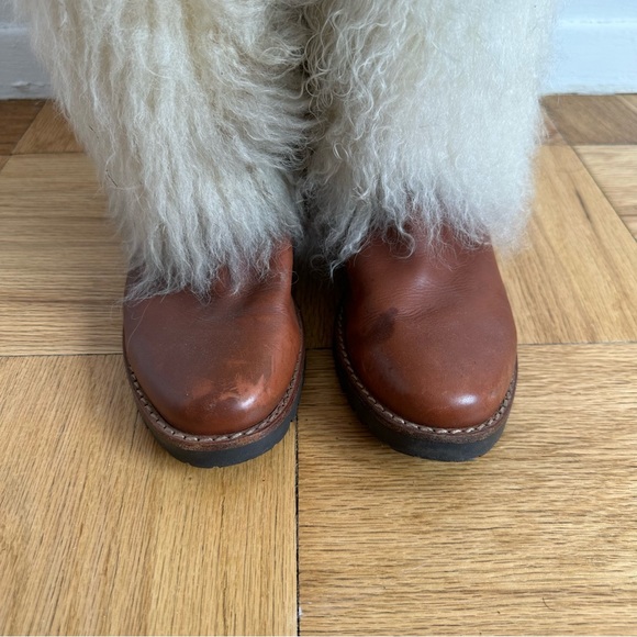 Kors Micheal Kors Mongolian Lamb Brown Leather Ivory Fur Sydney Boots Size 39 - Picture 3 of 11